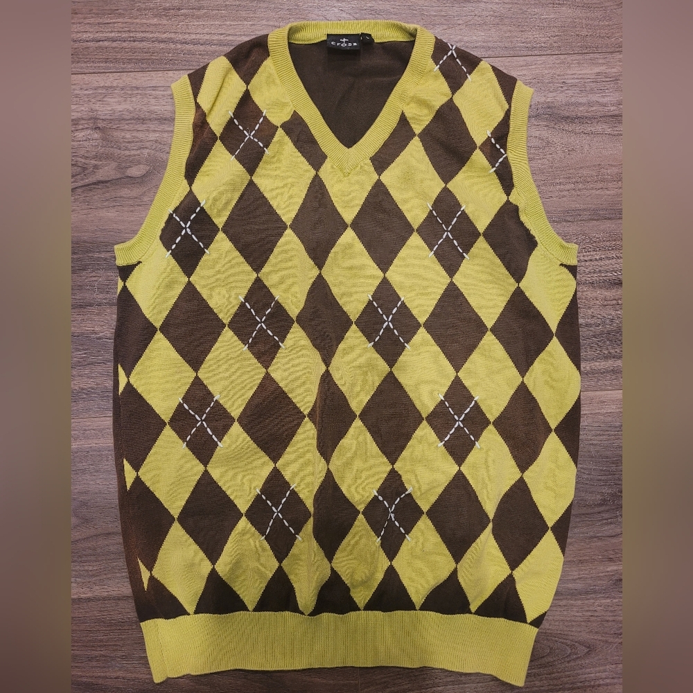 Men's Argyle Sweater Vest - Brown and Yellow